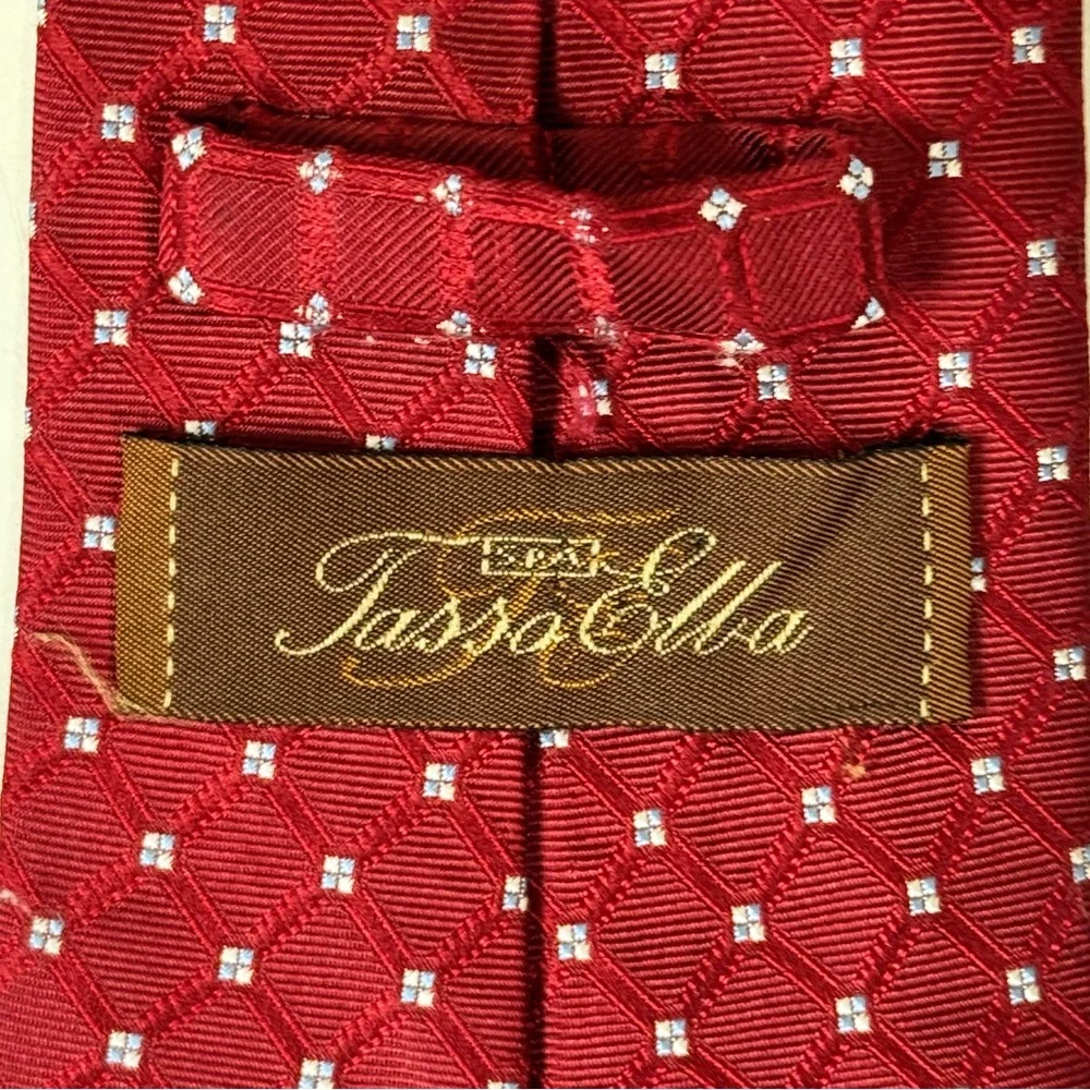 Tasso Elba Men’s Neckties 100% Silk Jacquard Red Geometric Tie